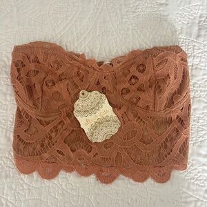NWT Altar'd State Lace Bandeau Top in Hazelnut